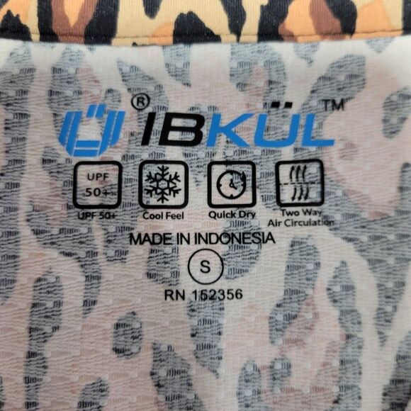 IBKUL Top Women Small Leopard Long Sleeve Mock Neck Golf Shirt UPF 50 Athleisure - Picture 6 of 11